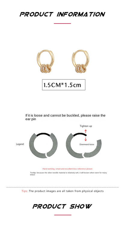 Trendy Gold Plated Geometric Gear Shape Circle Hoop Earrings for Women Girl Fashion Zircon Jewelry Buckle Type Badiee Stylez