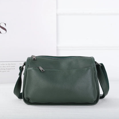 Women's Top-Grain Cowhide Leather Shoulder Bag Spacious Minimalist Crossbody for Effortless Commuting Tote with Adjustable Strap green 27 x 11.5 x 18 cm