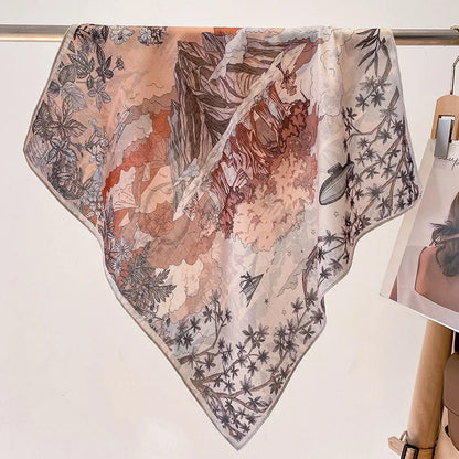 Fashion 70cm Cotton Square Scarf Women Floral Print Design Bandanas Lady Scarves Headband Accessories Handkerchief Hair QME155-01 65x65cm