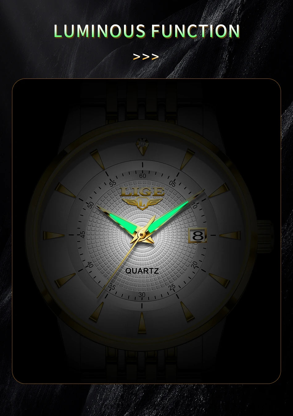 LIGE's new Fashion Women's Watch Luxury Stainless Steel Waterproof Clock Calendar Gift Quartz Watch for Women Relogio Feminino