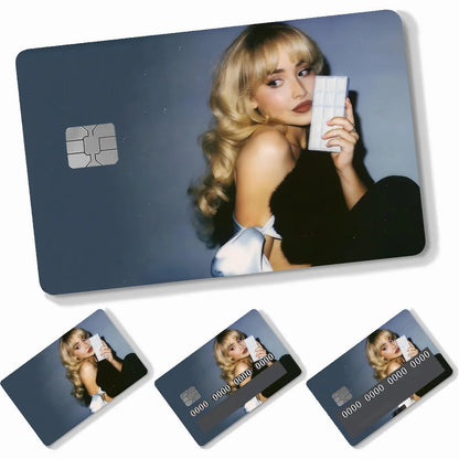 Singer S-Sabrina C-Carpenter Card Stickers 4pcs PVC Credit Card Skin Stickers Removable Self-adhesive Protective Film Badiee Stylez