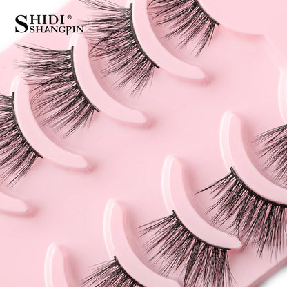 SHIDISHANGPIN 5/10Pairs False Lashes Cat Eye Eyelashes Eyelash Extension 3D Mink Half Lashes Natural Makeup faux Cils maquiagem