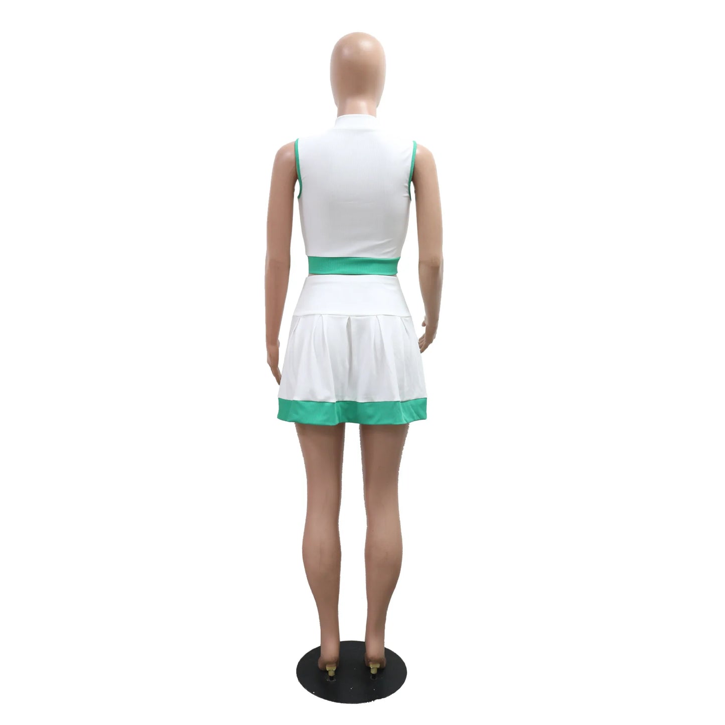 CM.YAYA Women's Set Sleeveless V-neck Vest + Pleated Skirts 2025 Summer Cute Street Beach Two 2 Piece Sets Outfits Tracksuit