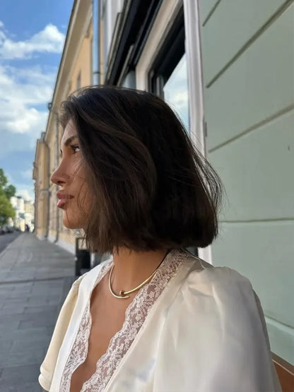 Lace Patchwork Short Sleeve Tops for Women V Neck Sheath Solid Tees Fashion Female Sexy Club T-shirts Elegant Casual