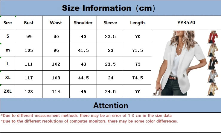 Summer women's temperament, fashionable and loose fitting small suit, European and American solid color suit collar, short sleev
