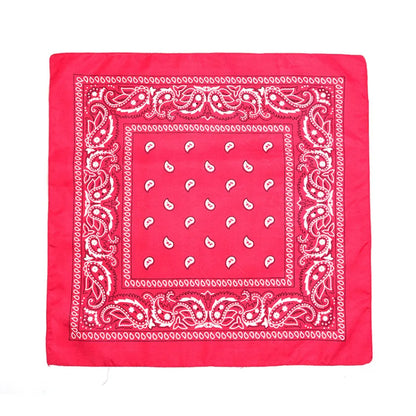 Fashion Hip Hop Bandana Kerchief Unisex Black Hair Band Neck Scarf Headwear Wrist Wraps Head Square Scarves Print Handkerchief Rose Red 55CM-55CM