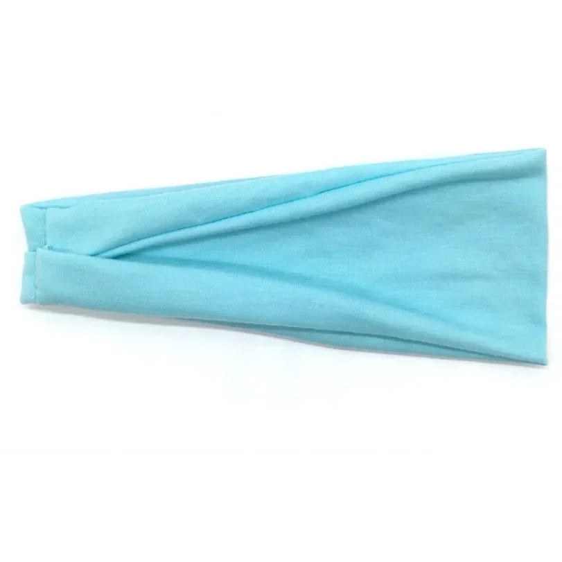 Women Headband Twist Cotton Sport Wide Turban Twisted Knotted Headwrap Girls Hairband Fashion Head Band Hair Accessories Cyan 10cm-22cm