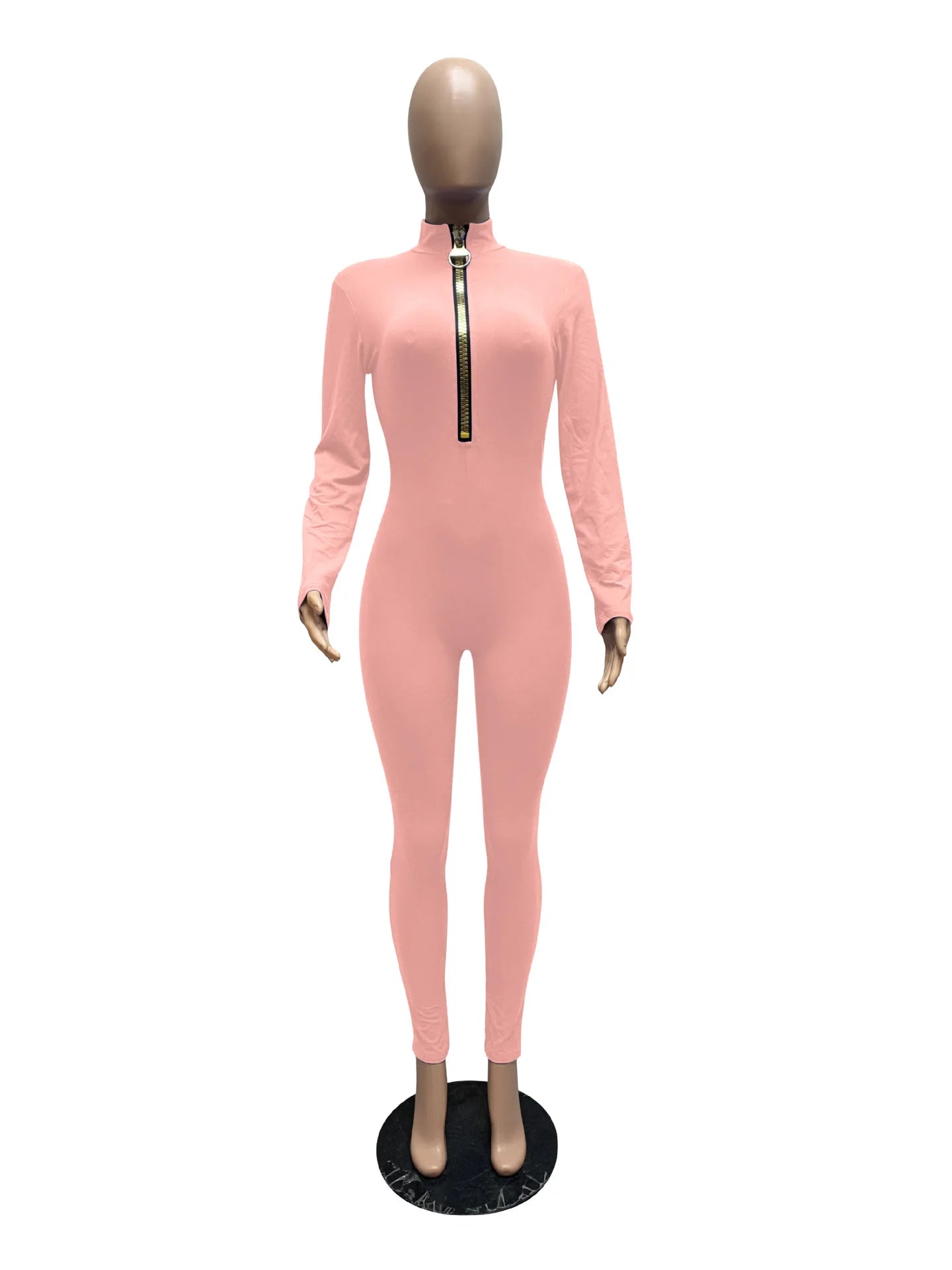 Women's Bodycon One-piece Jumpsuit Long Sleeved Big Zipper Female Casual Sport Workout Skinny Activity Wear Overalls Tops Badiee Stylez