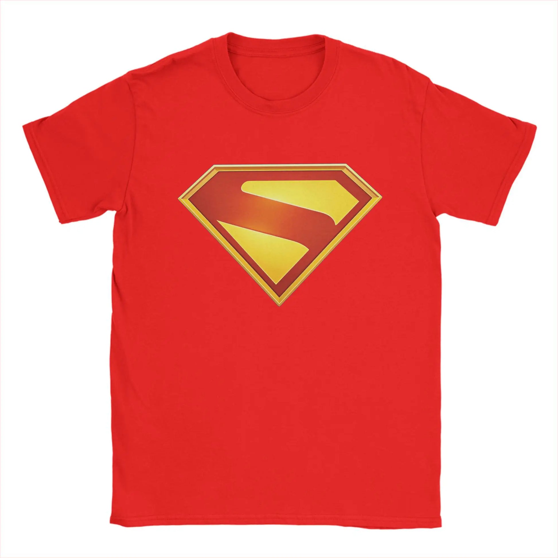 Supermans Logo Pure Cotton T-Shirt For Men's Beach Aesthetic T Shirts Round Neck Hipster Tees Oversized Custom DIY Clothes Red
