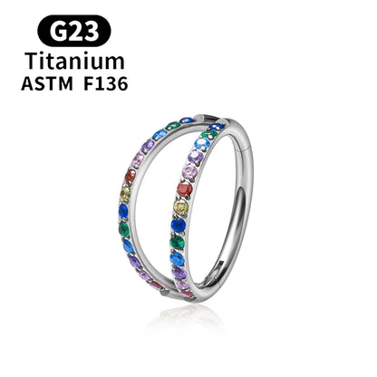 F136 G23 Titanium Nose Ring 16G Hinged Segment CZ Septum Clicke Daith Earrings Hoops Ear Cartilage Tragus Helix Piercing Jewelry Silver Color 10 CHINA