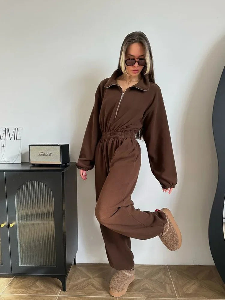 Jumpsuits Women Rompers One Piece Full Sleeve Zipper Overalls Long Pants Elastic High Waist Rompers Y2k Streetwear Jumpsuit 2025 Badiee Stylez