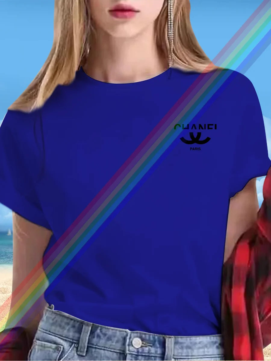 New alphabet Print Casual Graphic T-shirt Short sleeve Sports Women's T-shirt Unisex casual everyday wear Summer women's T-shirt TZ-783 (1) CHINA