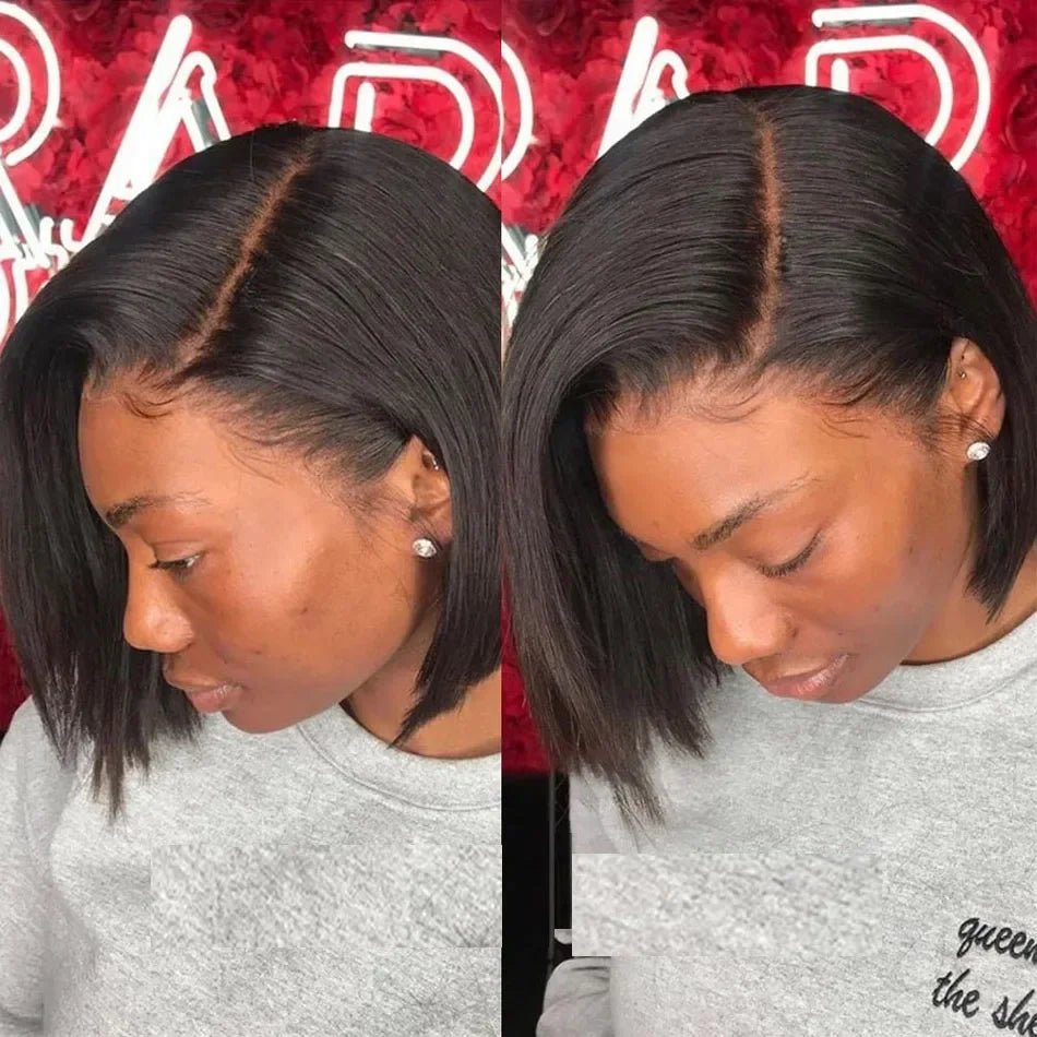 Bone Straight Bob Wig Human Hair 13x4 Lace Wigs Transparent Lace Human Hair Short Wig Pre Plucked 200% Density For Women Badiee Stylez