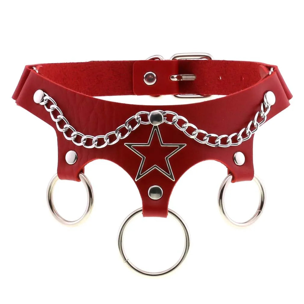Punk Red Choker Necklace PU Leather Sexy Spiked Neck Strap Clavicle Collar Men Necklaces Hollween Women Y2K Jeweley Gift P124 red
