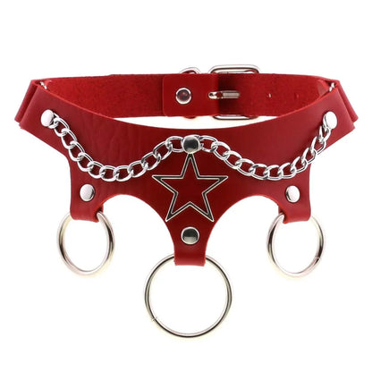 Punk Red Choker Necklace PU Leather Sexy Spiked Neck Strap Clavicle Collar Men Necklaces Hollween Women Y2K Jeweley Gift P124 red
