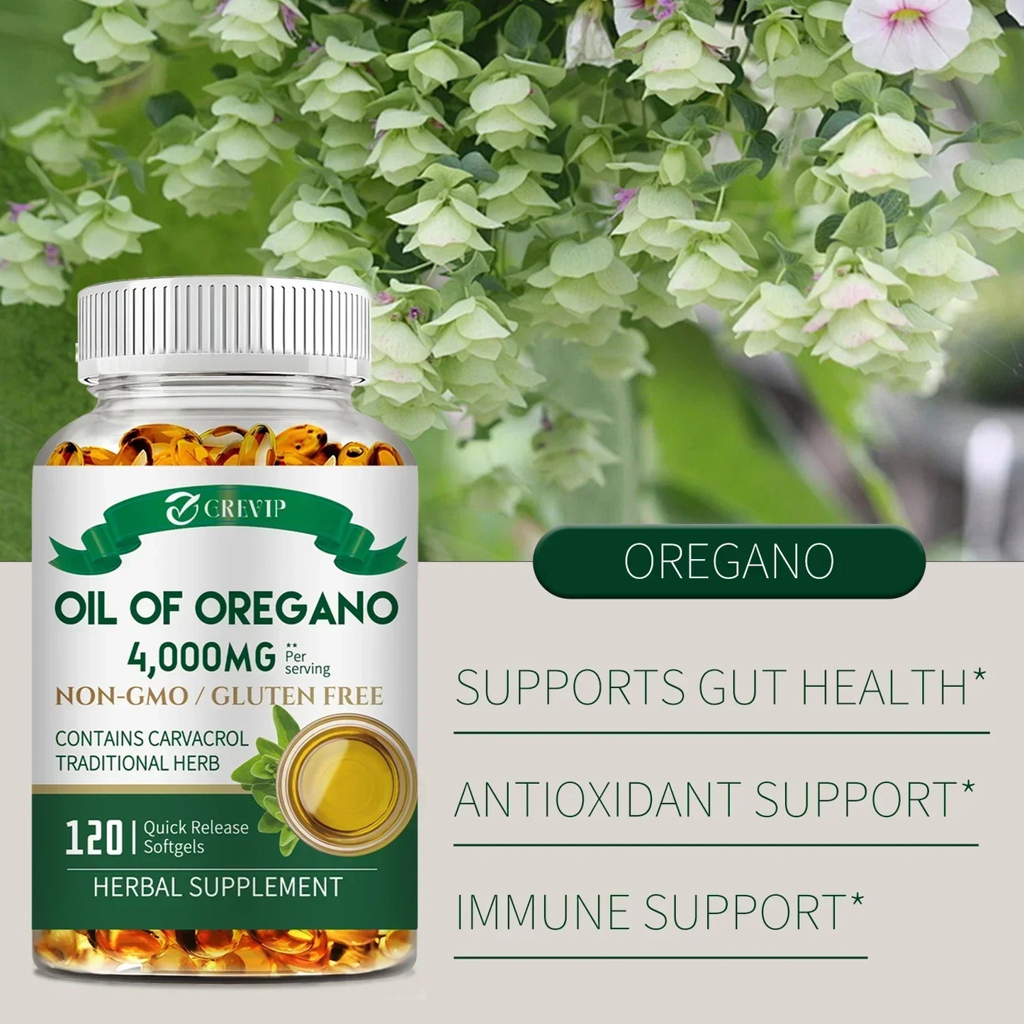 Oil of Oregano Capsules - Promotes Digestion and Intestinal Health, Antioxidant, Enhances Immunity