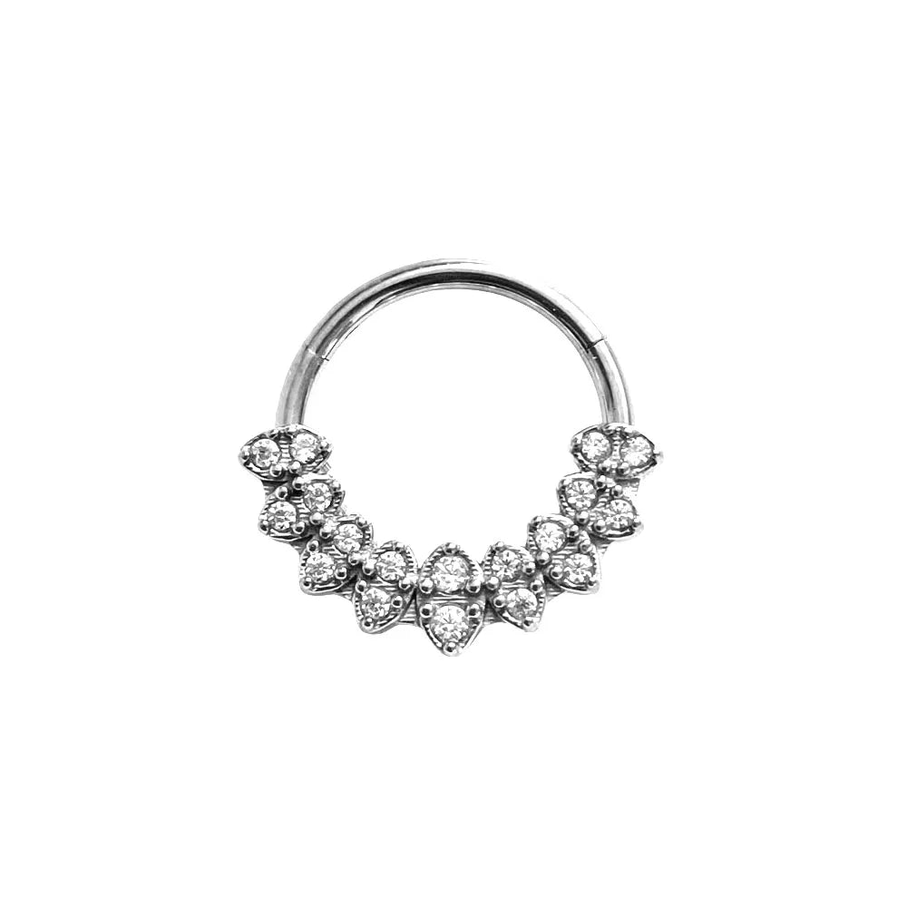 Flower CZ Zircon Septum Piercing Heart Gem Segment Nose Ring WaterDrop Daith Conch Clicker Hoop Earring 100% 316L Surgical Steel