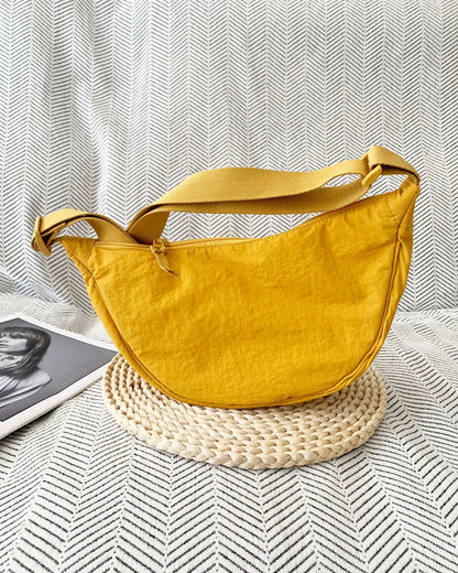 Casual Nylon Hobos Shoulder Bags for Women Lightweight Portable Ladies Crossbody Bag Simple Solid Color Female Handbags Purse