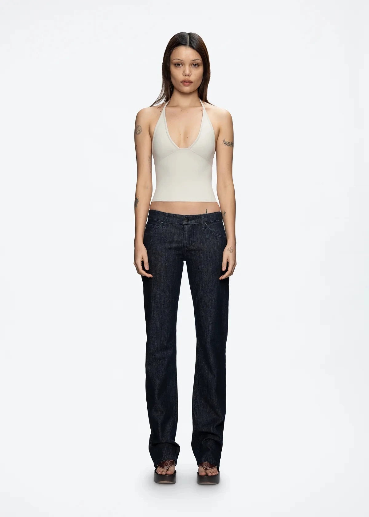 Tank triangle cup halter V-neck backless crop top Hayley's same style strappy top low-cut backless top