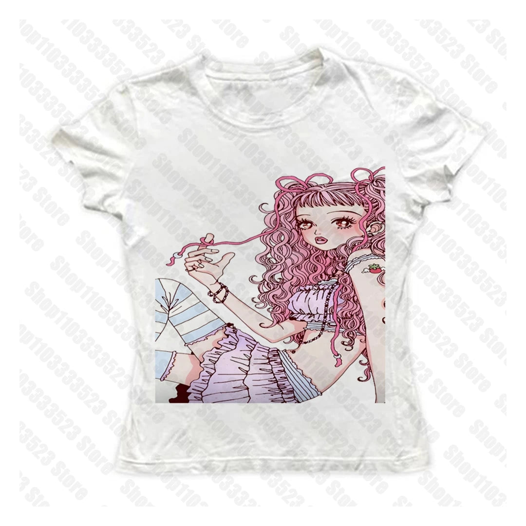 Gothic E-girls Aesthetic graphics Harajuku Women's Tank Women Grunge Crop Tops Y2k style Clothes Gothic Y2k style Punk Baby Tank white