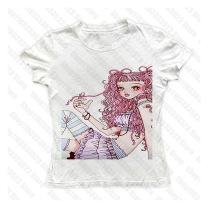 Gothic E-girls Aesthetic graphics Harajuku Women's Tank Women Grunge Crop Tops Y2k style Clothes Gothic Y2k style Punk Baby Tank white