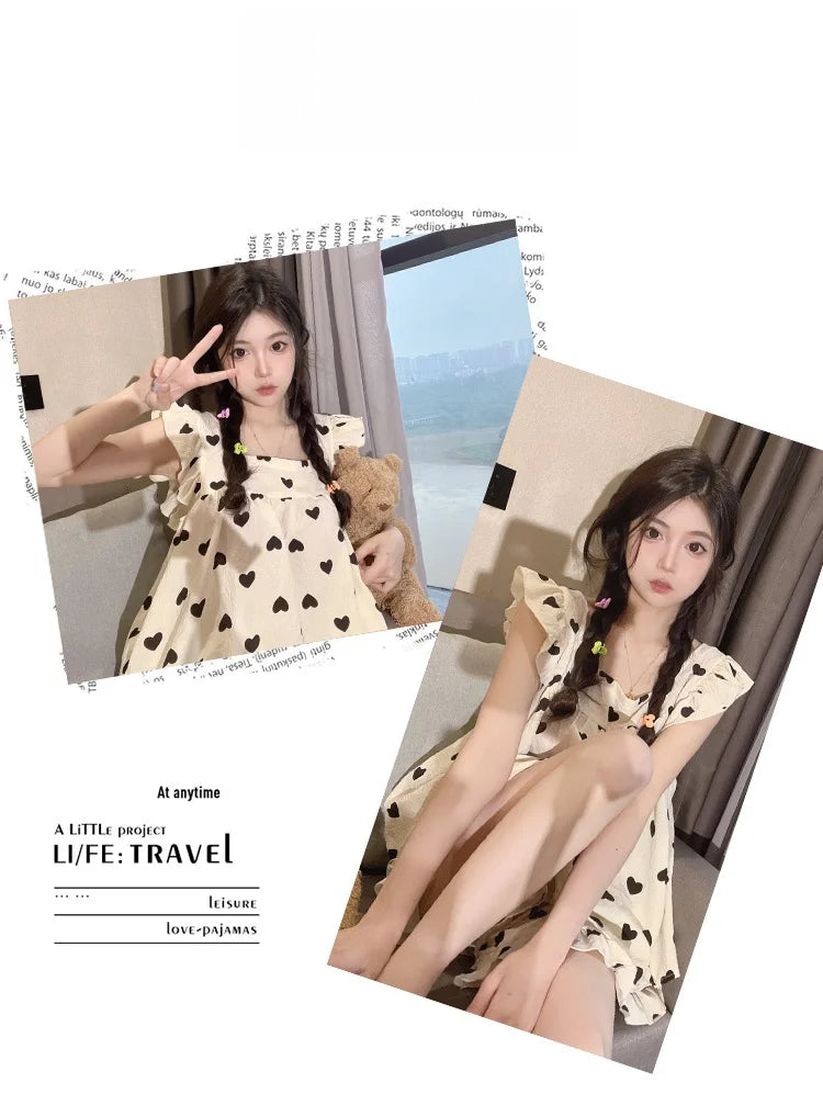 Summer Spwear Women's 2025 New Japanese Sle Fre Vest orts Woven Cotton Thin Home Clothes Set Sweet Print ort Pants