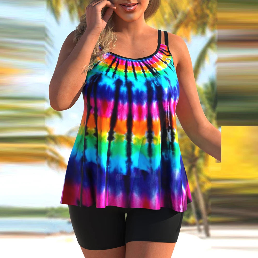 3XL 4XL 5XL Plus Size Two Piece Women Swimsuit for 2024 Summer Korean Fashion Vacation Beach Swimming Suit High waist Beachwear Beige