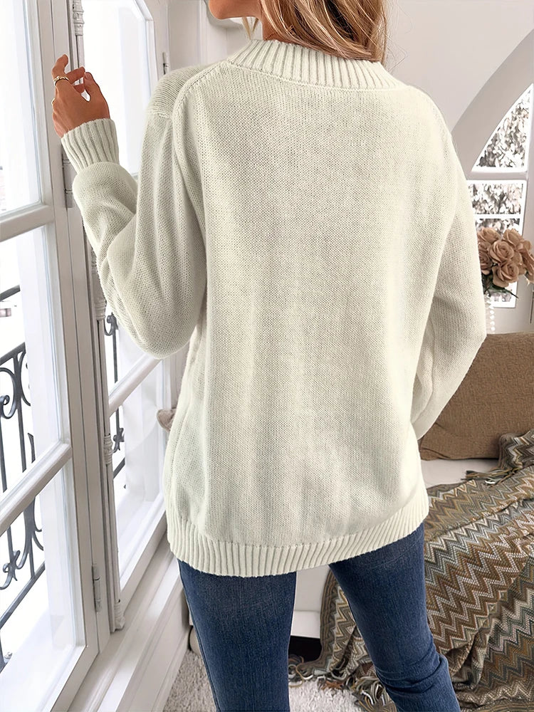 Plus Size Women Fashionable Loose Casual All-Match Sweater With Flag Print Flag Graphic Long Sleeve Sweater Knit
