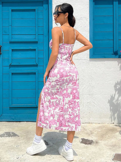 Fall 2025 Long Dress Strapless Wrap Chest High Slit Daisy Leopard Print Wrap around Skirt Maxi Dress