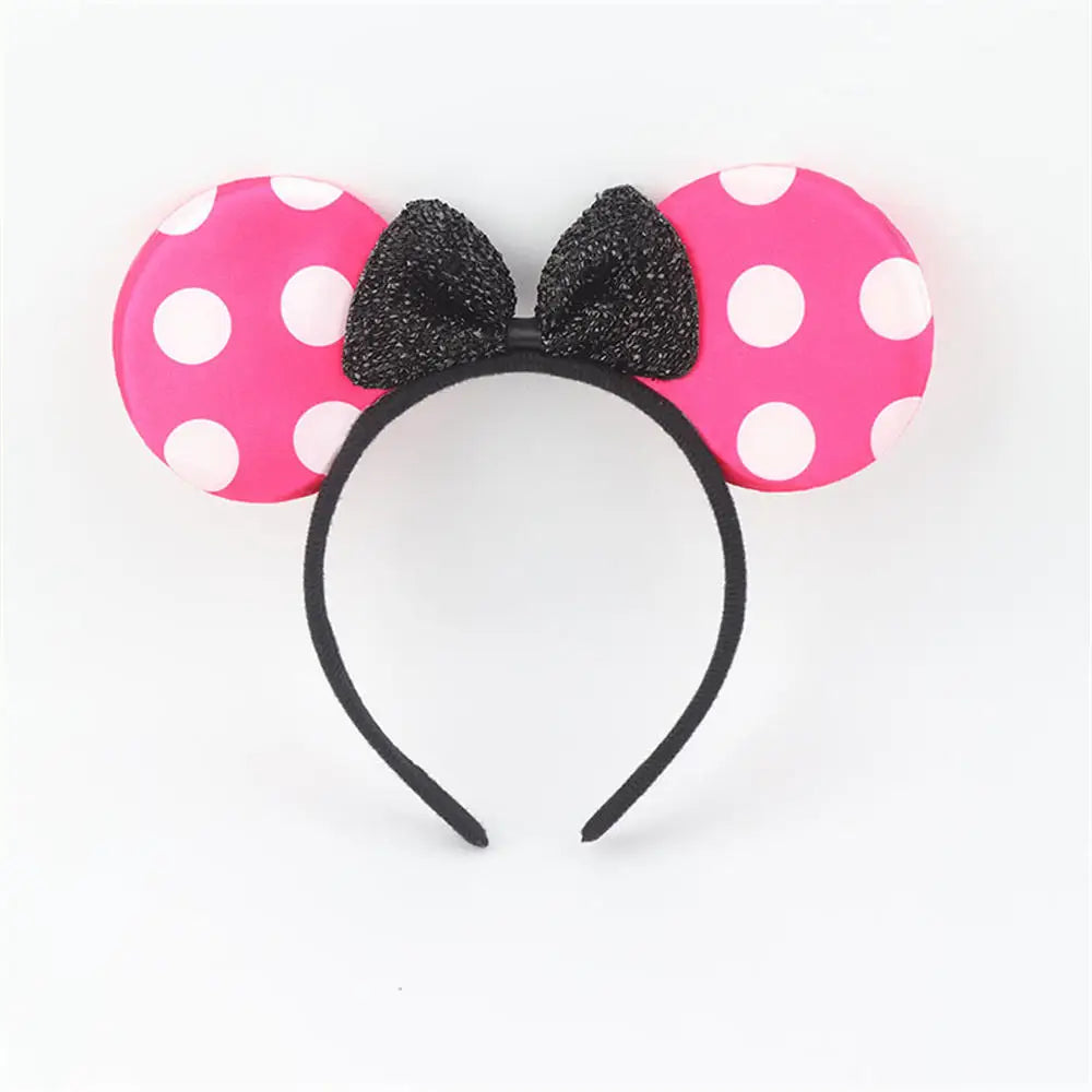 Knot Accessories Minnie Hairbands Favors Mom Lovely Ears Kids Mickey Headbands Hair Boys Party Sequin Baby Birthday Bows Girls polka dot rose red