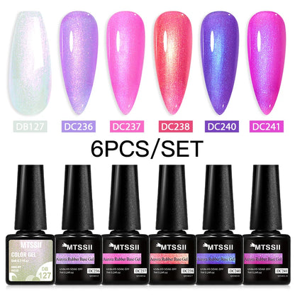 6PCS/SET Glitter Bright Pink Peach Gel Nail Polish Kit Spring Colorful Semi Permanent Soak Off Art UV Gel Varnish For Manicure ZH23589