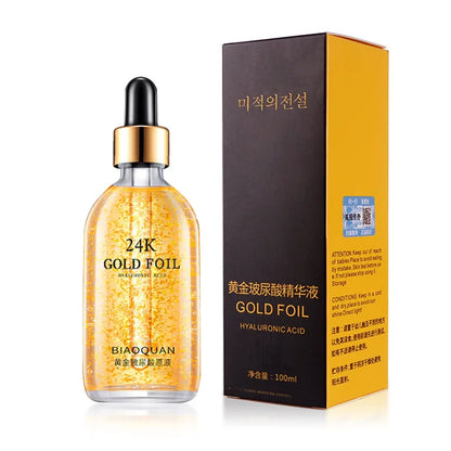 100ml Golden Ginseng Essences Polypeptide Anti-wrinkle Face Serum Fade Fine Lines Hyaluronic Acid Moisturizing Facial Skin Care 100ml 24K gold foil