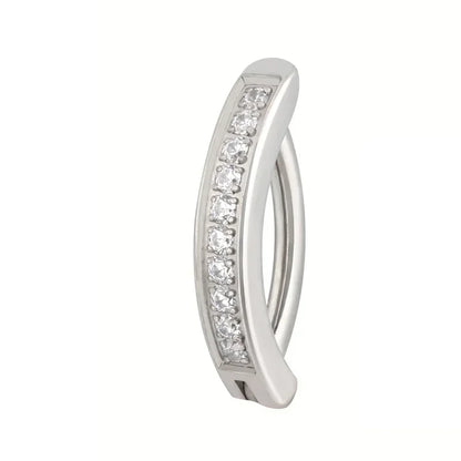 ASTM F136 Titanium PIERC Reverse Curved Clicker Navel Barbell Shiny CZ Sexy Belly Button Rings Bellybutton Sexy Piercing Jewelry TB-1266-Clear CHINA