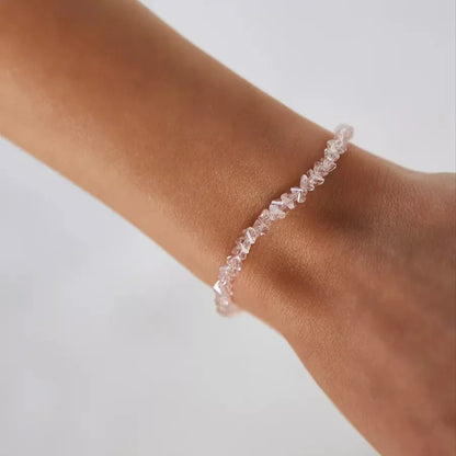 Shiny Transparent Crystal Irregular Beaded Bracelet for Women Korean Mulit-cut Pink Glass Chain on the Hand Jewelry Girls Gifts