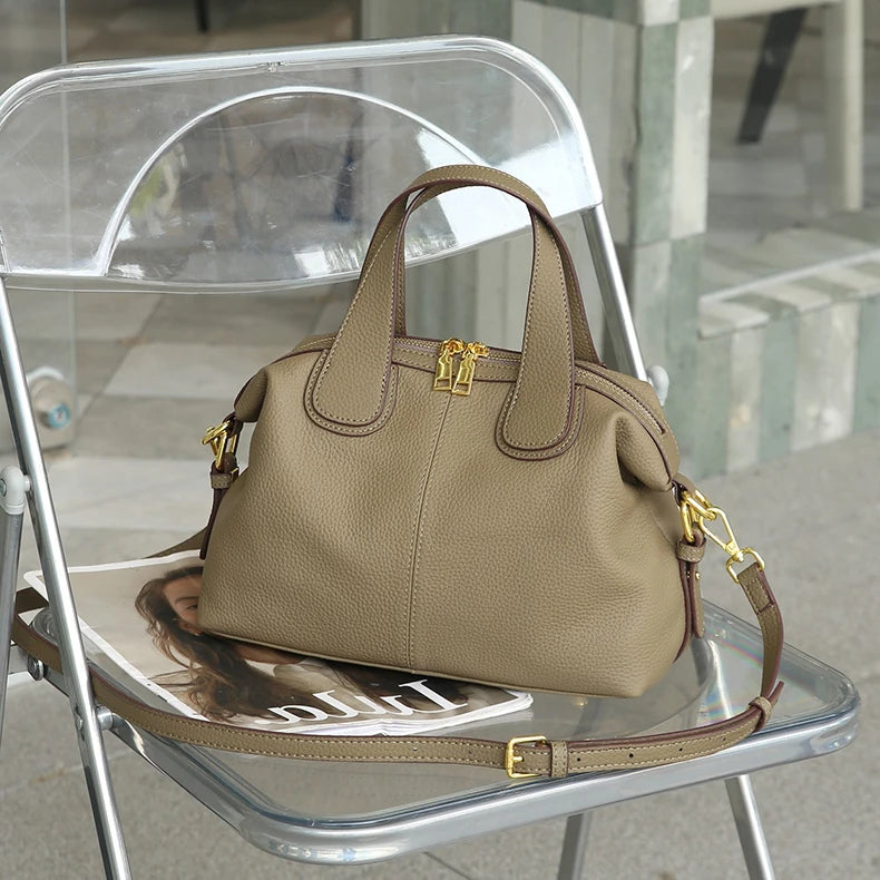 Hifashion 100% Cowhide Genuine Leather Handbags For Women 2025 Trend Designer Wide Strap Pillow Ladies Shoulder Crossbody Bags