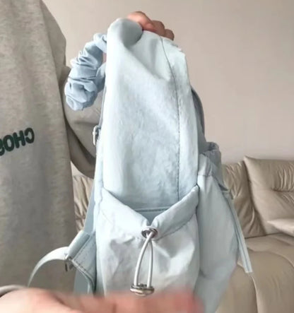 Simple And Versatile Drawstring Bow Large Capacity Backpack With Personalized Embroidered Name Nylon Backpack