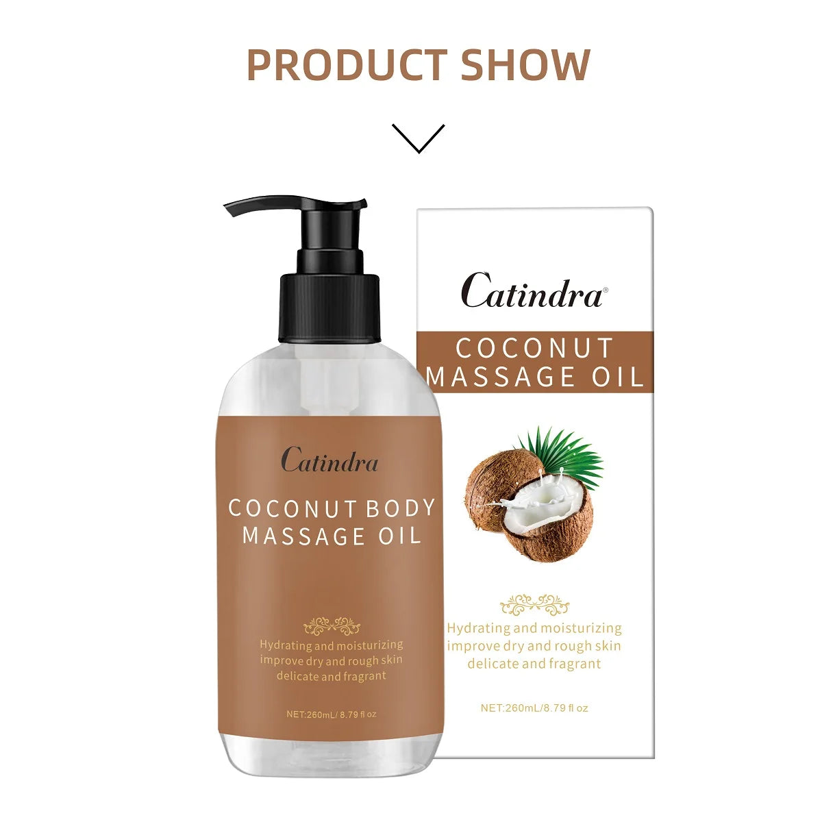 Catindra Body Smooths Skin Coconut Massage Oil Replenish Collagen Skin Tightening Moisturizing Firming Body Cleansing Essence