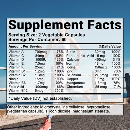 Women's Complete Vitamin Supplement for Joint Complex, Hair, Skin, Nails, Brain, Heart, Immune & Overall Health, 120 Capsules