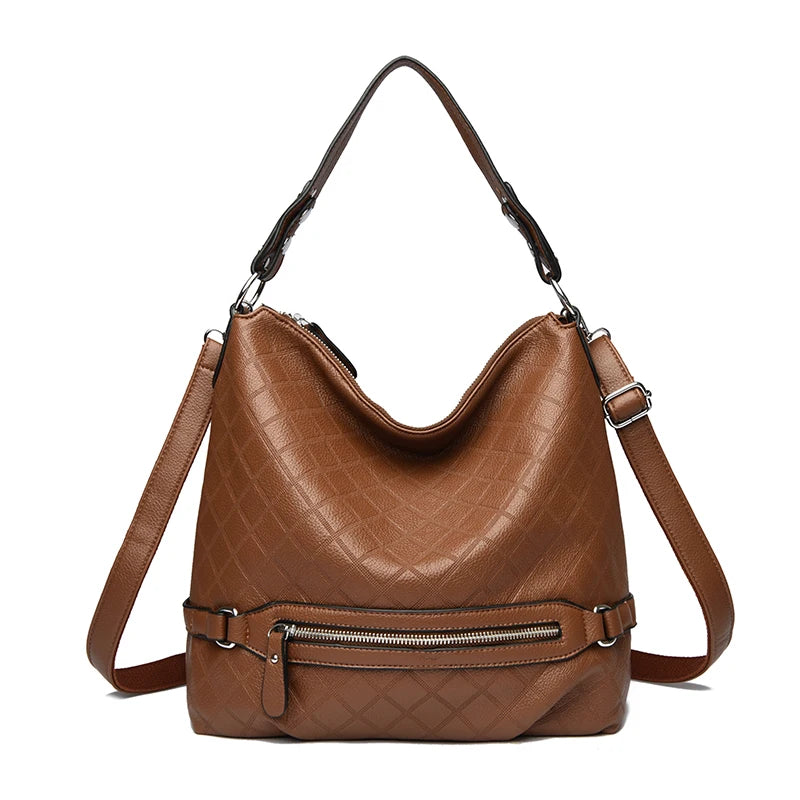 Genuine Brand High Quality Leather Casual Tote Luxury Handbags Women Bags Designer Shoulder Underarm Bags for Women Bucket Sac Yellow Brown