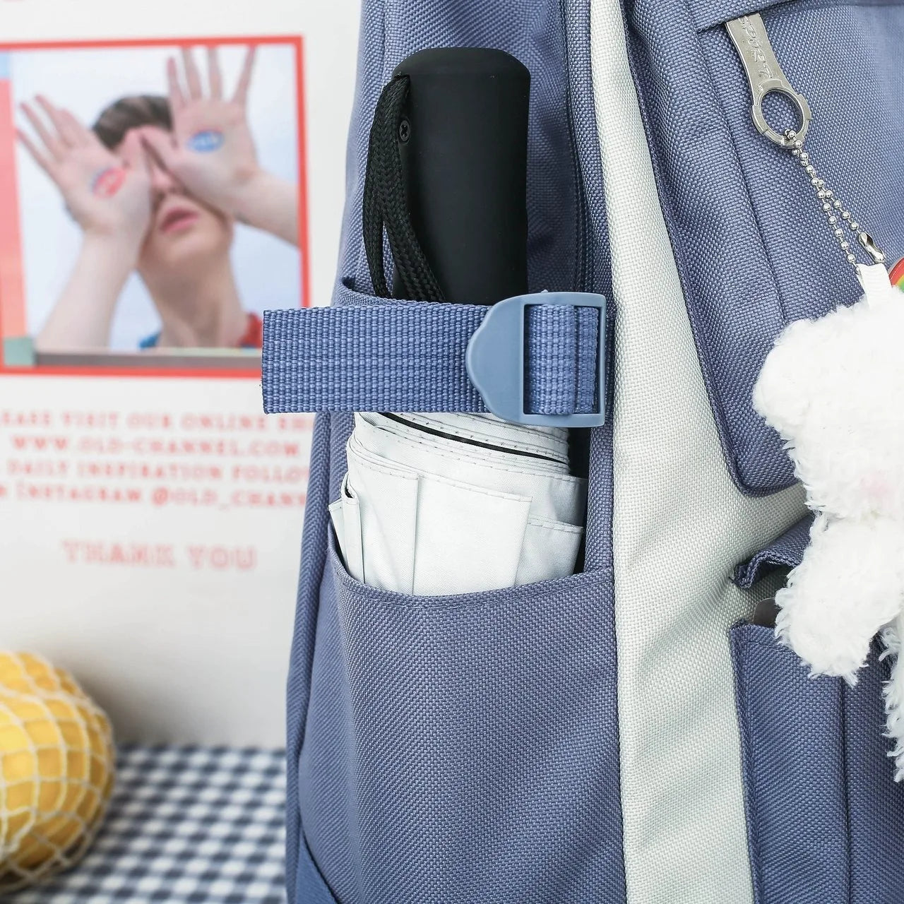 Four Piece Set of Student Backpack for Women in Korean Version Casual Canvas High School Campus with Large Capacity