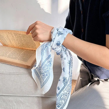 Fashion 58x58cm Hair Scarf Soft Breathable Headband Vintage All-match Silk Scarf