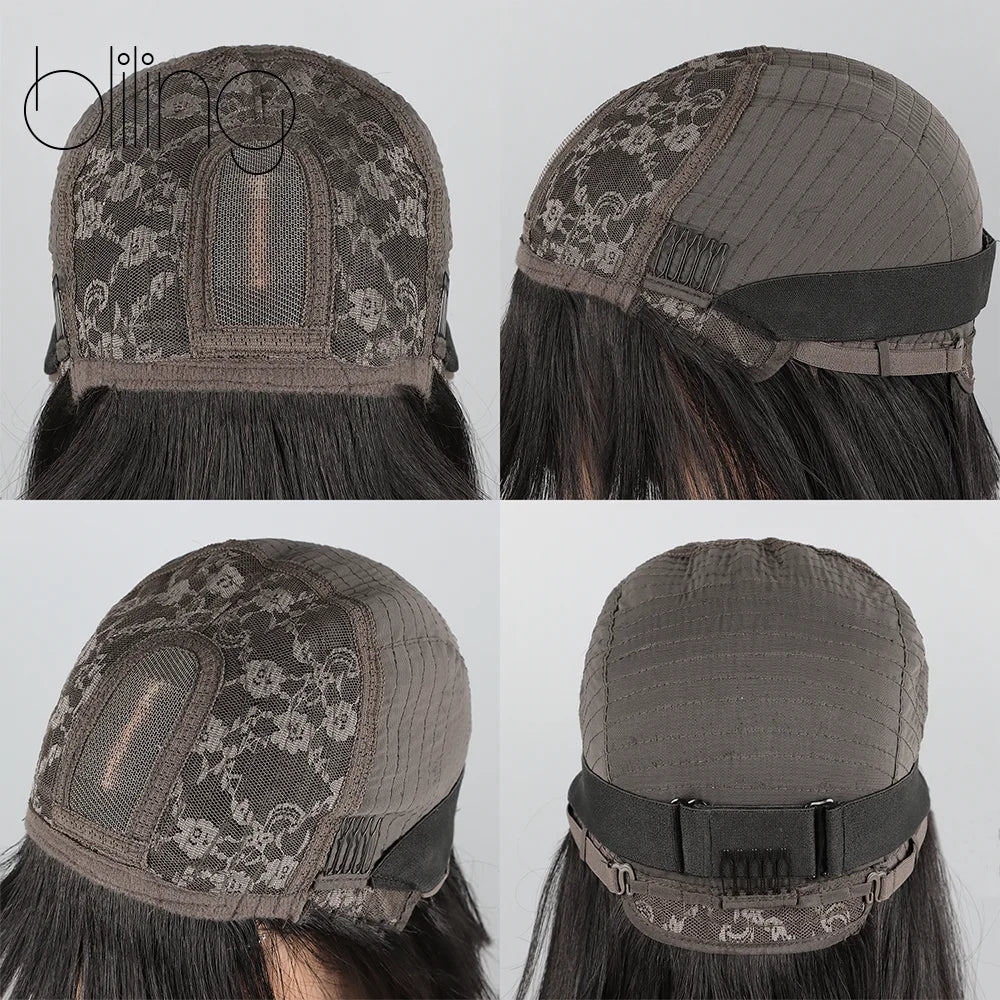 200% Human Hair Wig With Bang Natural Glueless Straight Layered Bob Hairstyle 1X13 Transparent Lace Black for Women 10 Inch Badiee Stylez