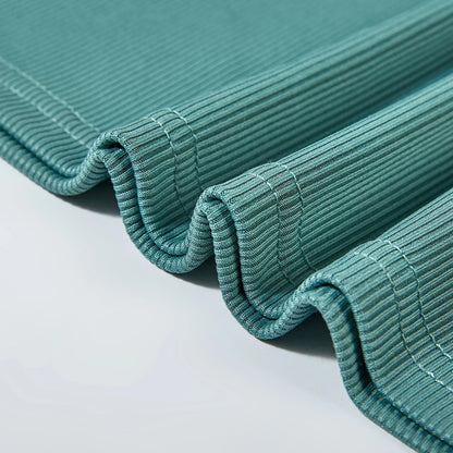 Lounge Wear Ribbed Casual 2 Piece Summer Shorts Set For Women Sleeve Top+Elastic Leggings Outfits