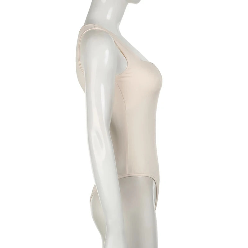 Darlingaga Casual Square Neck Fitness Summer Bodysuit Women Sleeveless Solid Basic One Piece Bodies Sporty Sexy Rompers Outfits