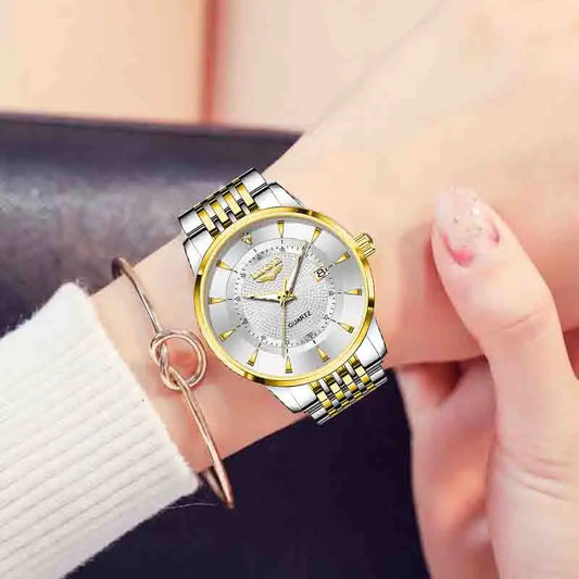 LIGE's new Fashion Women's Watch Luxury Stainless Steel Waterproof Clock Calendar Gift Quartz Watch for Women Relogio Feminino