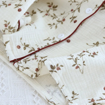 2025 Japanese Spring and Autumn New Women's Pajama Set 100% Cotton Crepe Long sleeved Pants Cardigan Cute Plus Size Home Fury