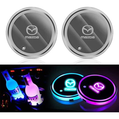 2PCS Car LED Water Cup Mat Drink Holder For Mazda MS Speed CX4 Atenza Axela MX5 CX7 CX5 CX9 RX8 CX30 Bt50 Badiee Stylez