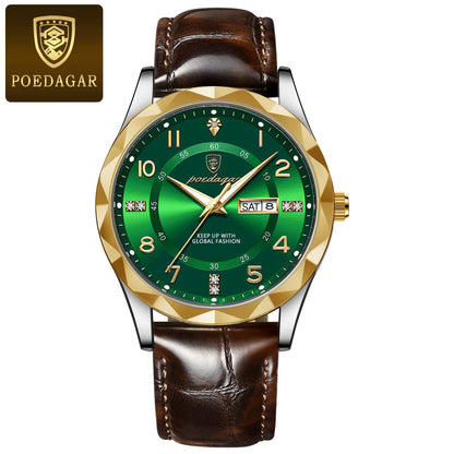 POEDAGAR Luxury High Quality Watches for Men Sport Quartz Leather Man Watch Waterproof Luminous Date Week Men's Watch Male Reloj - Badiee Stylez