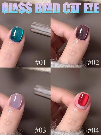 1-3pcs PSK 2025 New Whitening Purple Glass Beads Starry Crystal Nail Art Purple Glass Bead Cat Eye Gel Nail Polish Nail Supplies bolizhu1-4