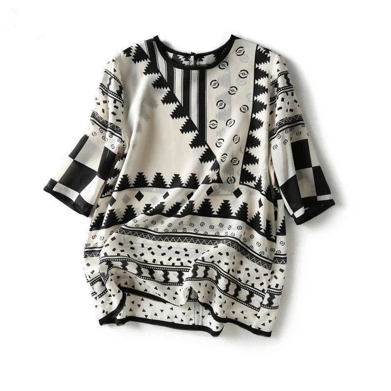 Women Spring Summer Style Blouses Shirts Lady Casual Short Sleeve Printed Chiffon Blusas Tops